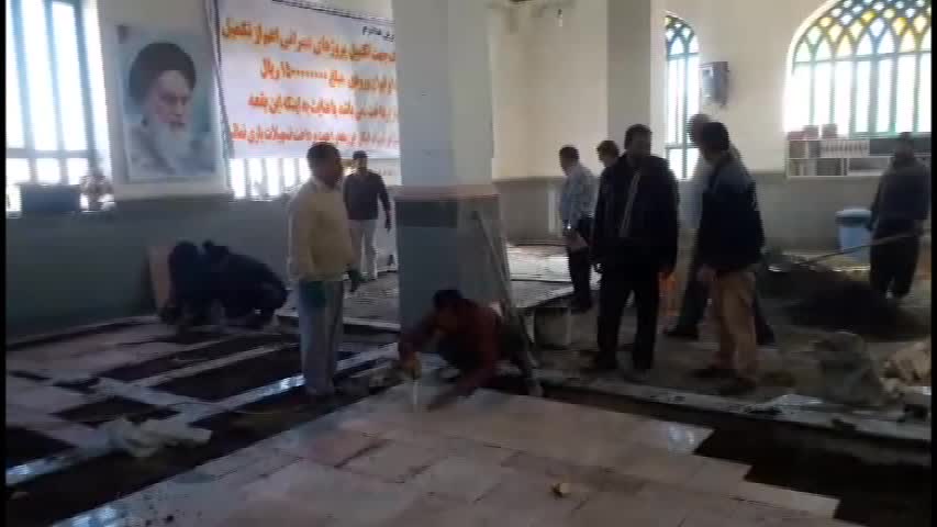سنگ فرش بقعه امام زاده با همت جهادگران