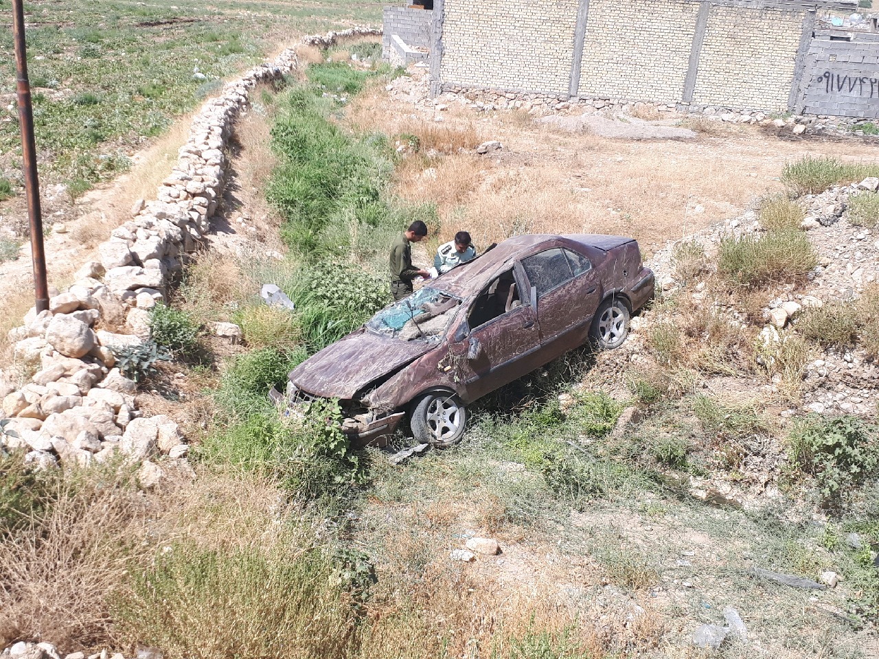 یک مصدوم براثر واژگونی خودروی سمند در باشت