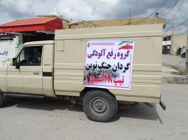 ضدعفونی معابر عمومی باشت توسط تیم های عملیاتی جنگ نوین