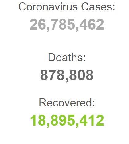 شمار مبتلایان به کرونا در جهان به مرز ۲۷ میلیون رسید شمار مبتلایان به کرونا در جهان به مرز ۲۷ میلیون رسید