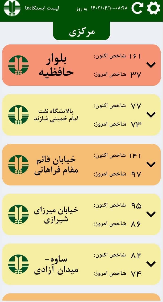 کیفیت هوای اراک در وضعیت نارنجی کیفیت هوای اراک در وضعیت نارنجی