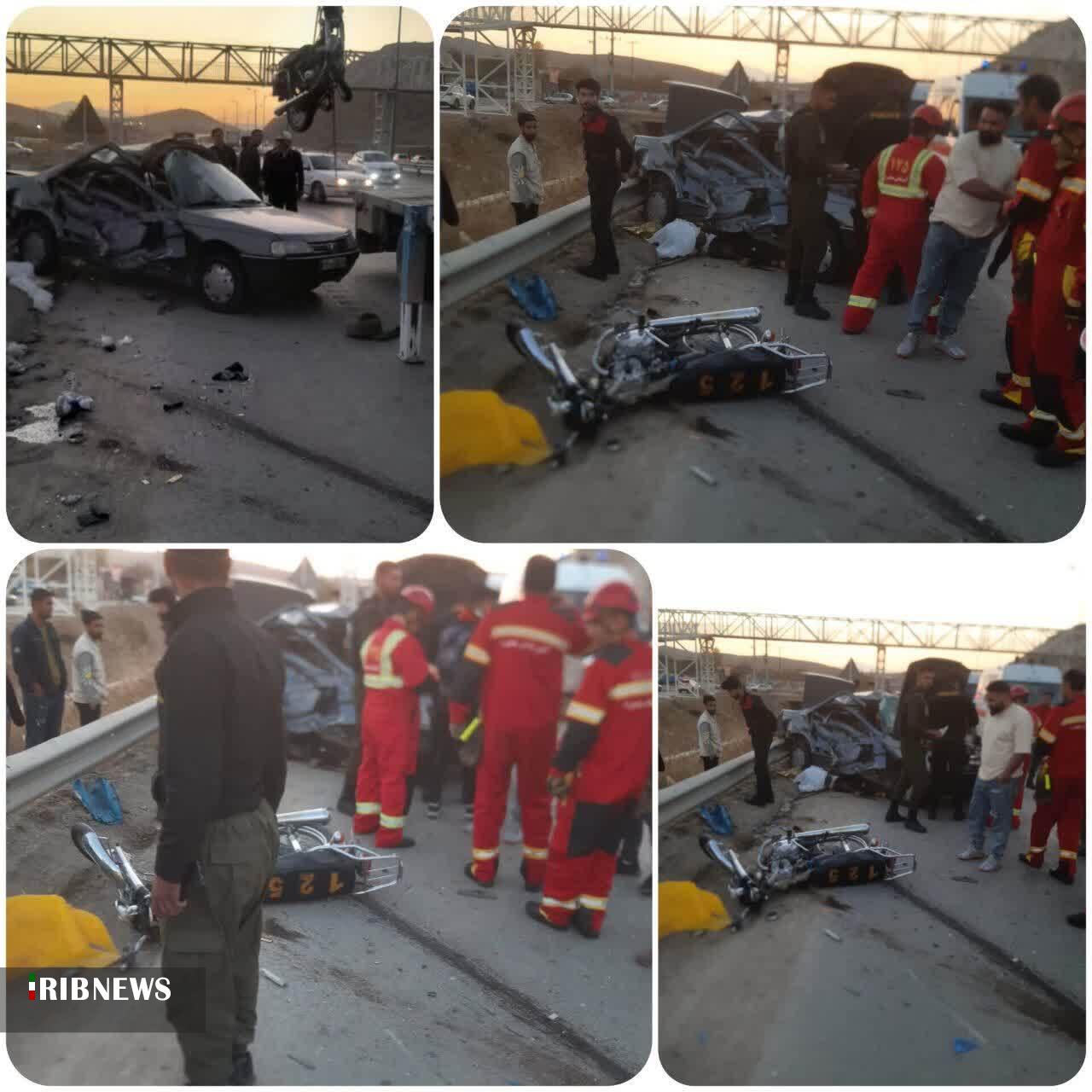 برخورد پژو ۴۰۵ با موتورسیکلت در جاده بجنورد – شیروان یک فوتی برجای گذاشت 