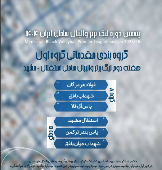 استقلال مشهد؛ میزبان هفته دوم لیگ برتر والیبال ساحلی کشور استقلال مشهد؛ میزبان هفته دوم لیگ برتر والیبال ساحلی کشور
