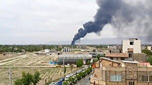 آتش سوزی در کارخانه تولید چسب چهارباغ در البرز