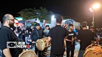 سنج و دمام زنی عزاداران کیش در حسینیه خیابان