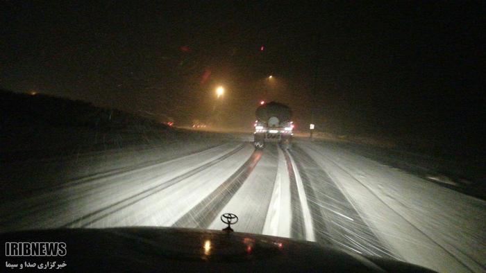بارش برف در اتوبان ساوه